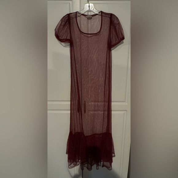 Free People Intimately Sheer Midi Slip Small Burgundy - Picture 5 of 9